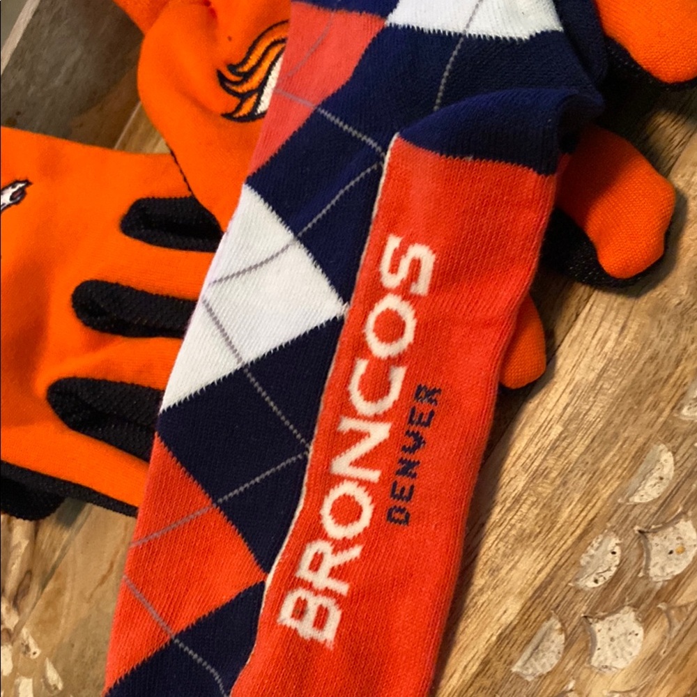 NFL Team Apparel Orange and Blue Gloves Socks